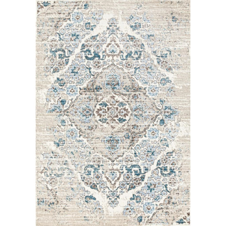 Bungalow Rose Mogos Oriental Cream/Teal/Beige Area Rug & Reviews Wayfair
